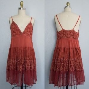 Elegant Lace Trimmed Red Dress